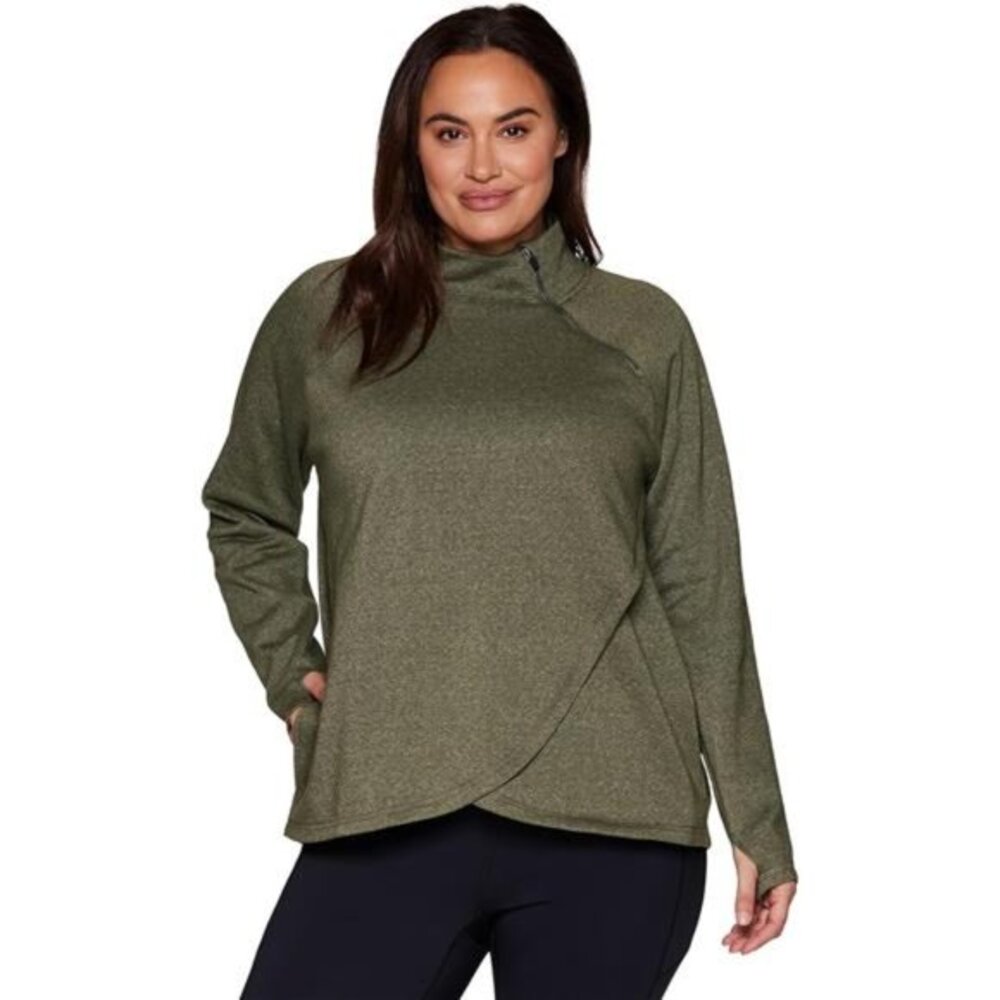 Women's Plus Size‎ Mock Neck Long Sleeve Fleece Pullover Sweatshirt